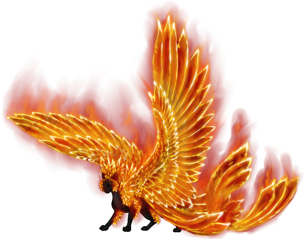 Celestial Phoenix with fire aura.